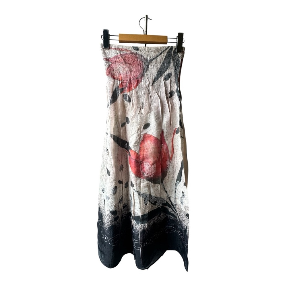 Lapis Pink and Red Pleated Maxi Skirt or Strapless Dress